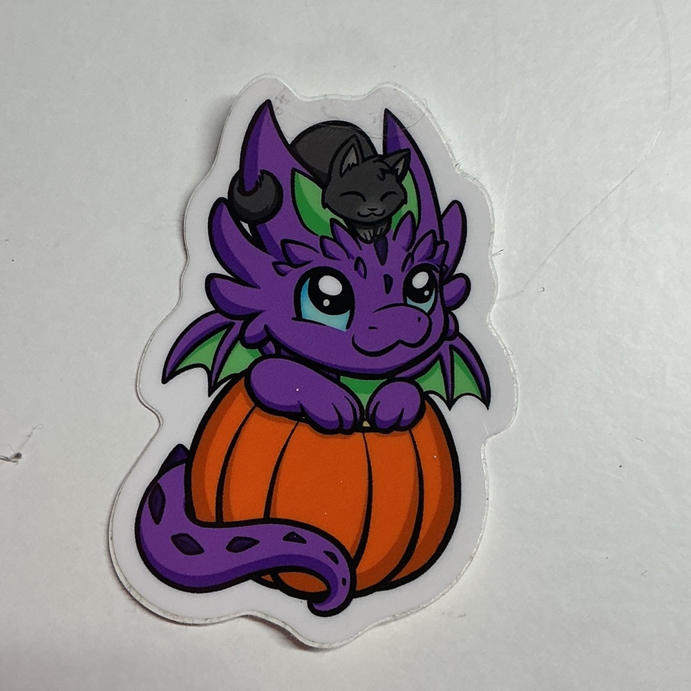 Purple Dragon and Black Cat Sticker